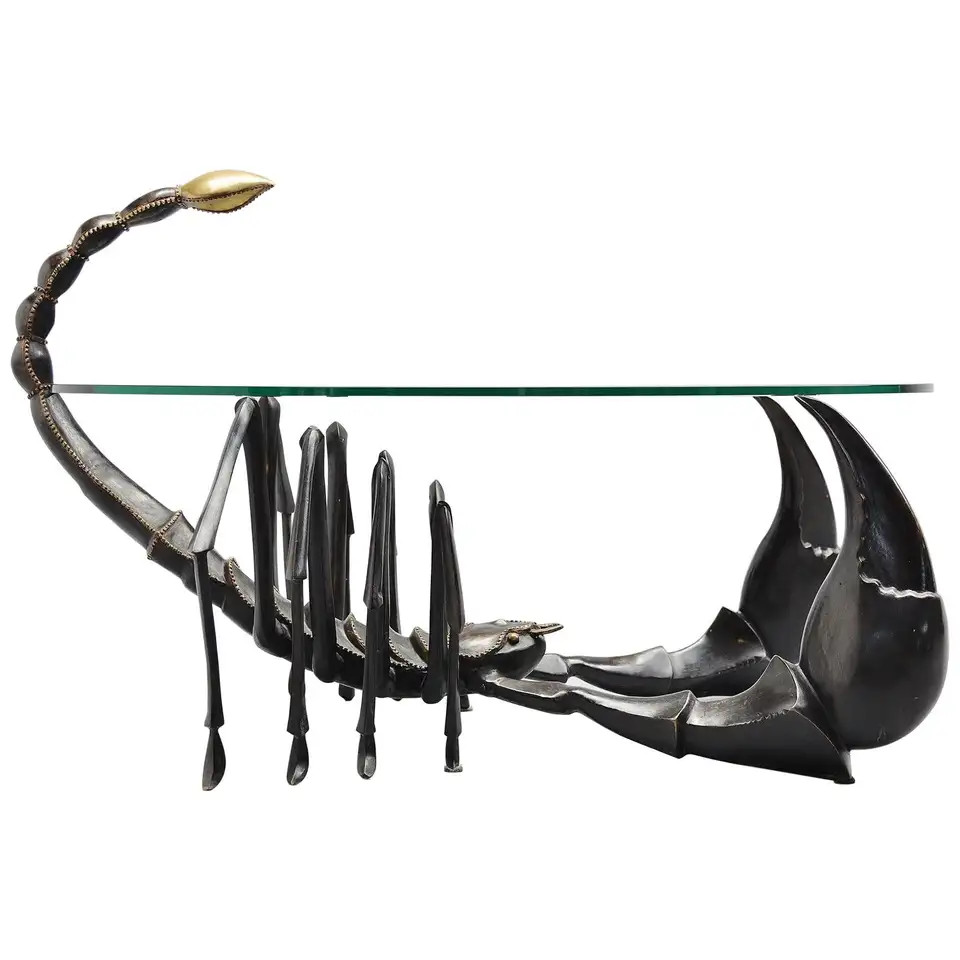 Jacques Duval Brasseur Attributed Scorpion Coffee Table Bronze, France, 1970 | 1stDibs
