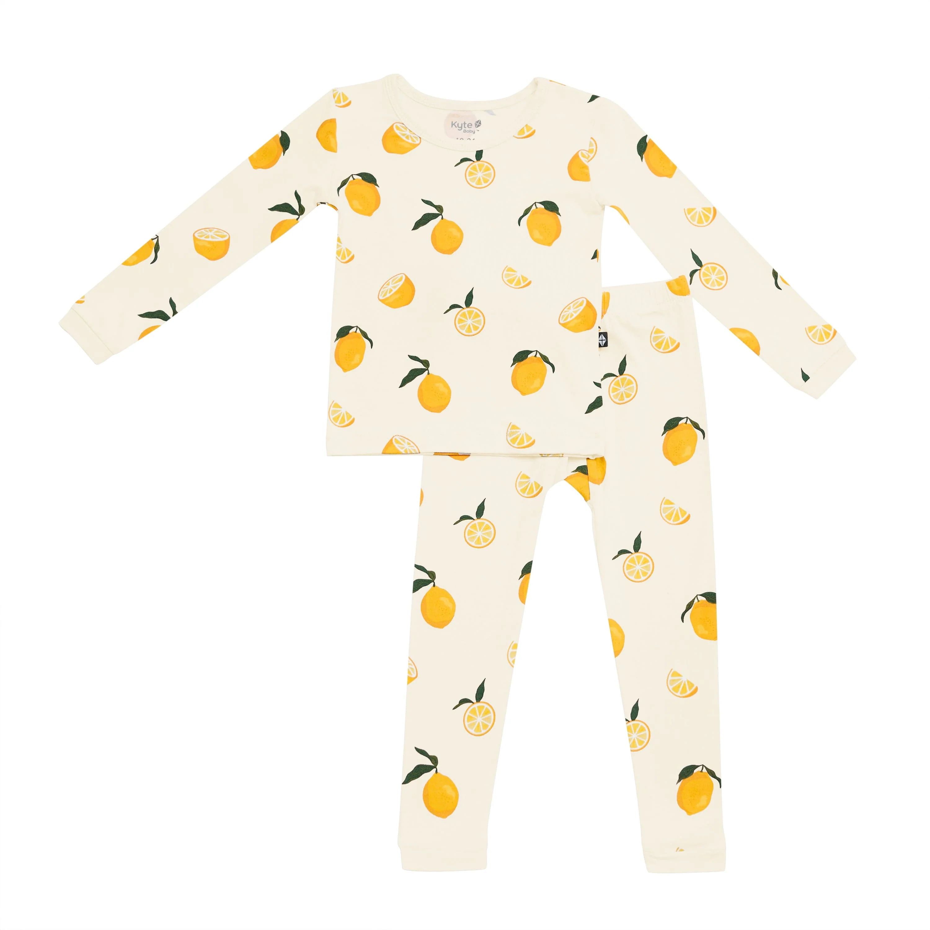 Long Sleeve Pajamas in Lemon | Kyte BABY