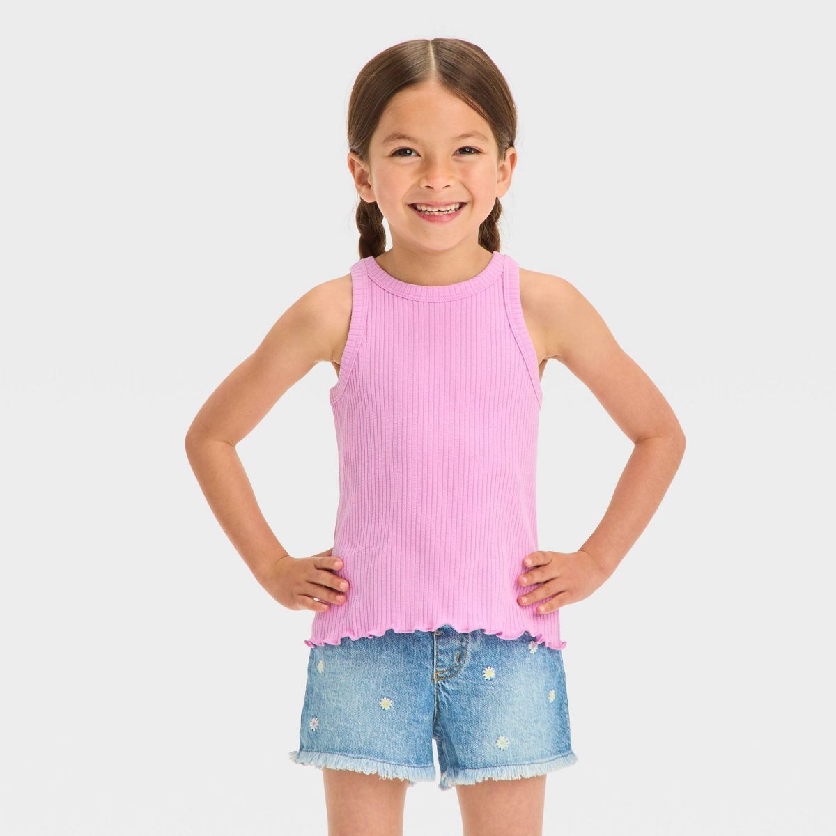 Toddler Girls' Ribbed T-Shirt - Cat & Jack™ Lavender 18M | Target
