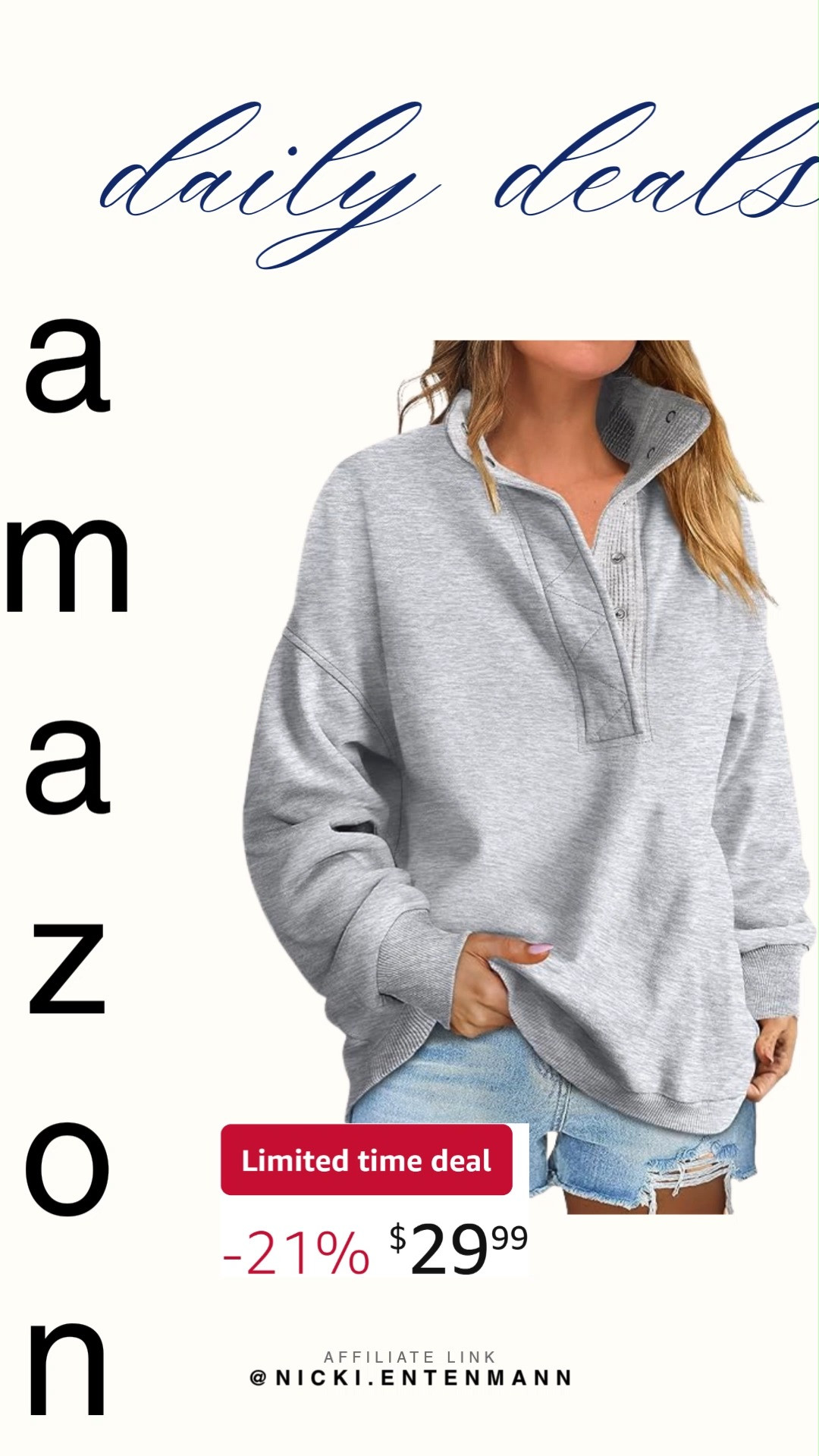 Stay cozy and chic with this Womens Oversized Sweatshirt Long Sleeve Henley Pullover Top. Effortless style meets comfort, making it perfect for laid‑back days and casual outings. 🌸👕✨  
#sweatshirt #pullover #henleytop #fashion #style #womenswear #ootd #trend #casualwear #newarrivals 

 #LTKdayinmylife #LTKootd #LTKSaleAlert