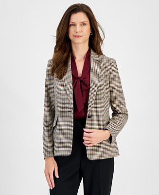 Kasper Women's Houndstooth One-Button Jacket - Macy's | Macy's