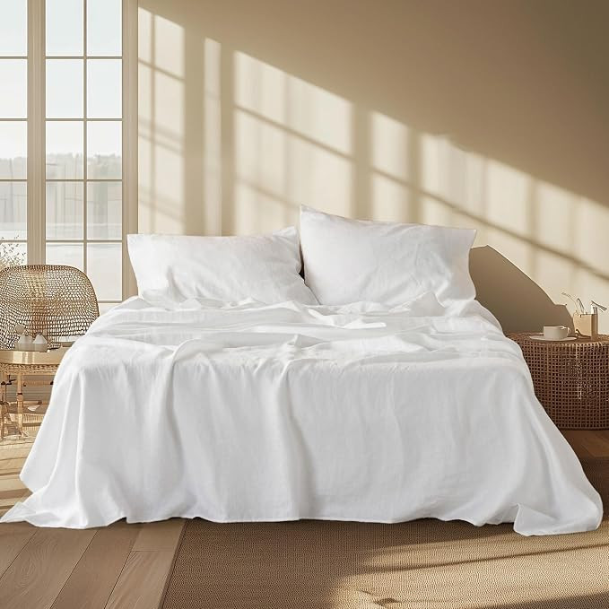 Bedsure Linen Sheets - Linen Bedsheets Queen Size Bed, Blend from Linen Cotton Sheets, Breathable... | Amazon (US)