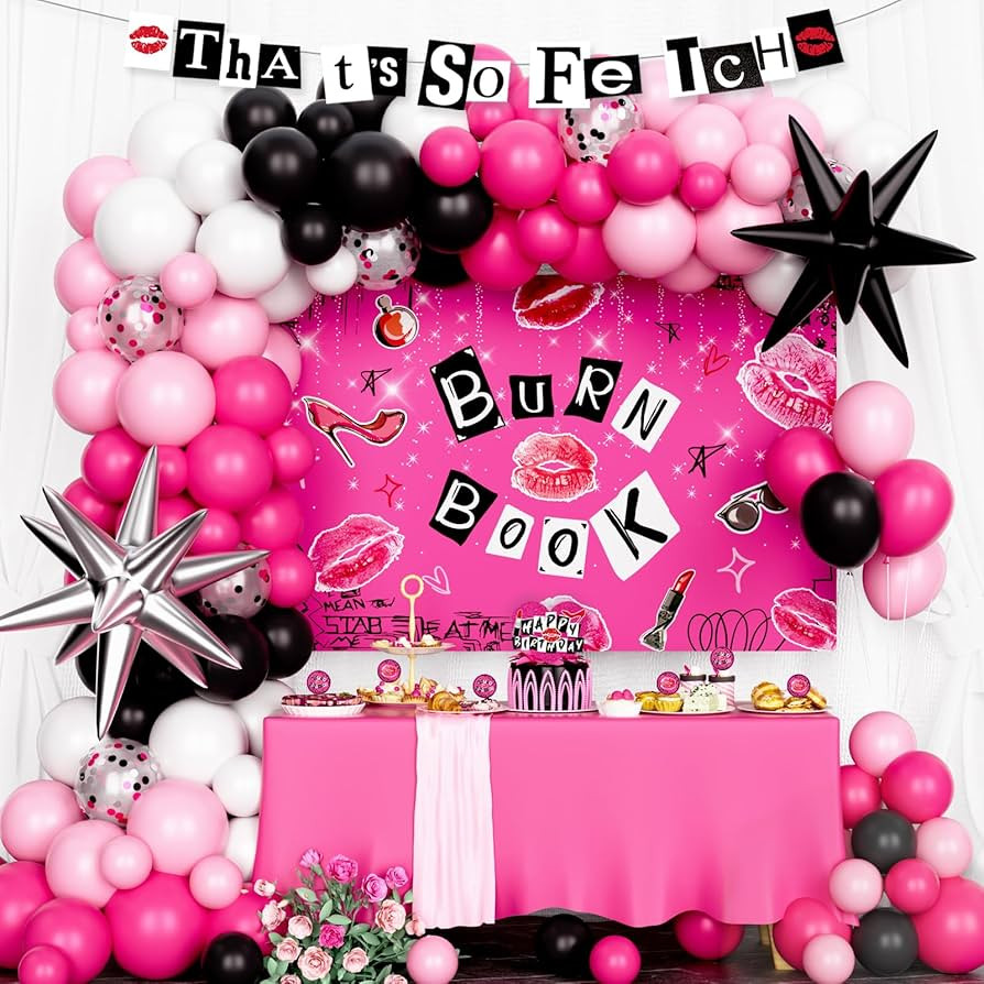 Hot Pink Lips Party Decorations, Hot Pink Burn Book That’s So Fetch Themed Birthday Decorations... | Amazon (US)