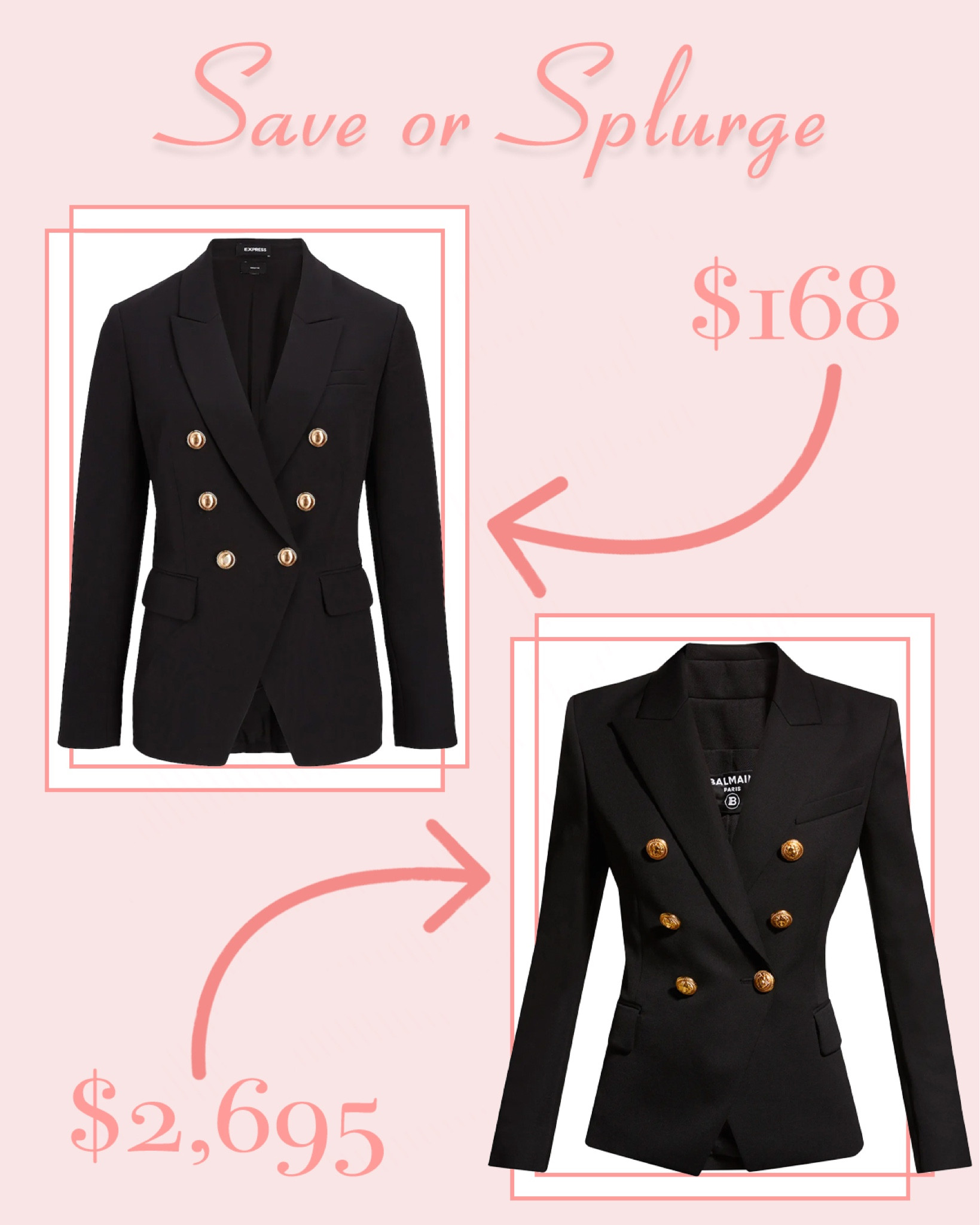 Save or splurge on this black Balmain double breasted blazer. Black military style blazer for under $200  

#LTKSeasonal