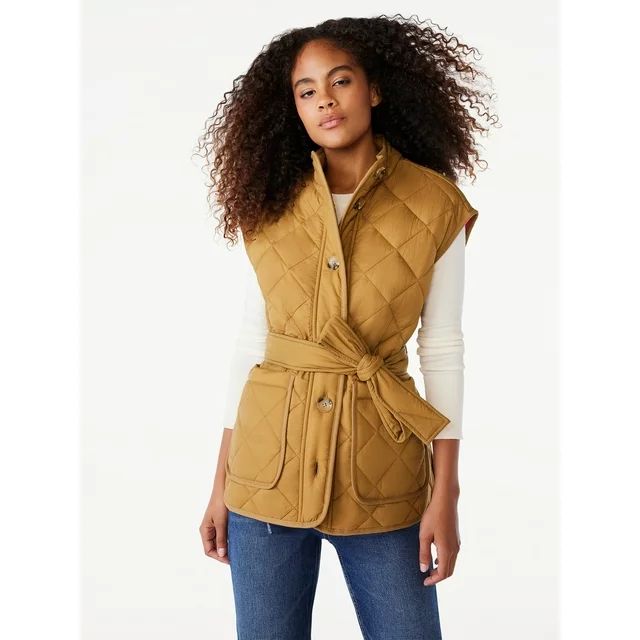 Free Assembly Women's Quilted Vest with Belt, Sizes XS-XXL | Walmart (US)