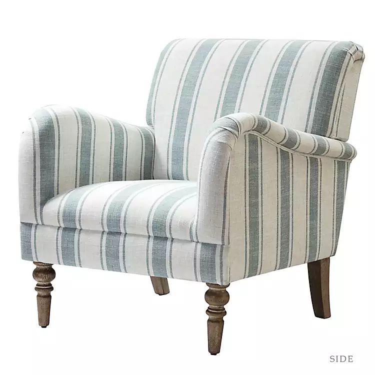 Blue White Carved Slope Stripe Accent Chair | Kirkland's Home