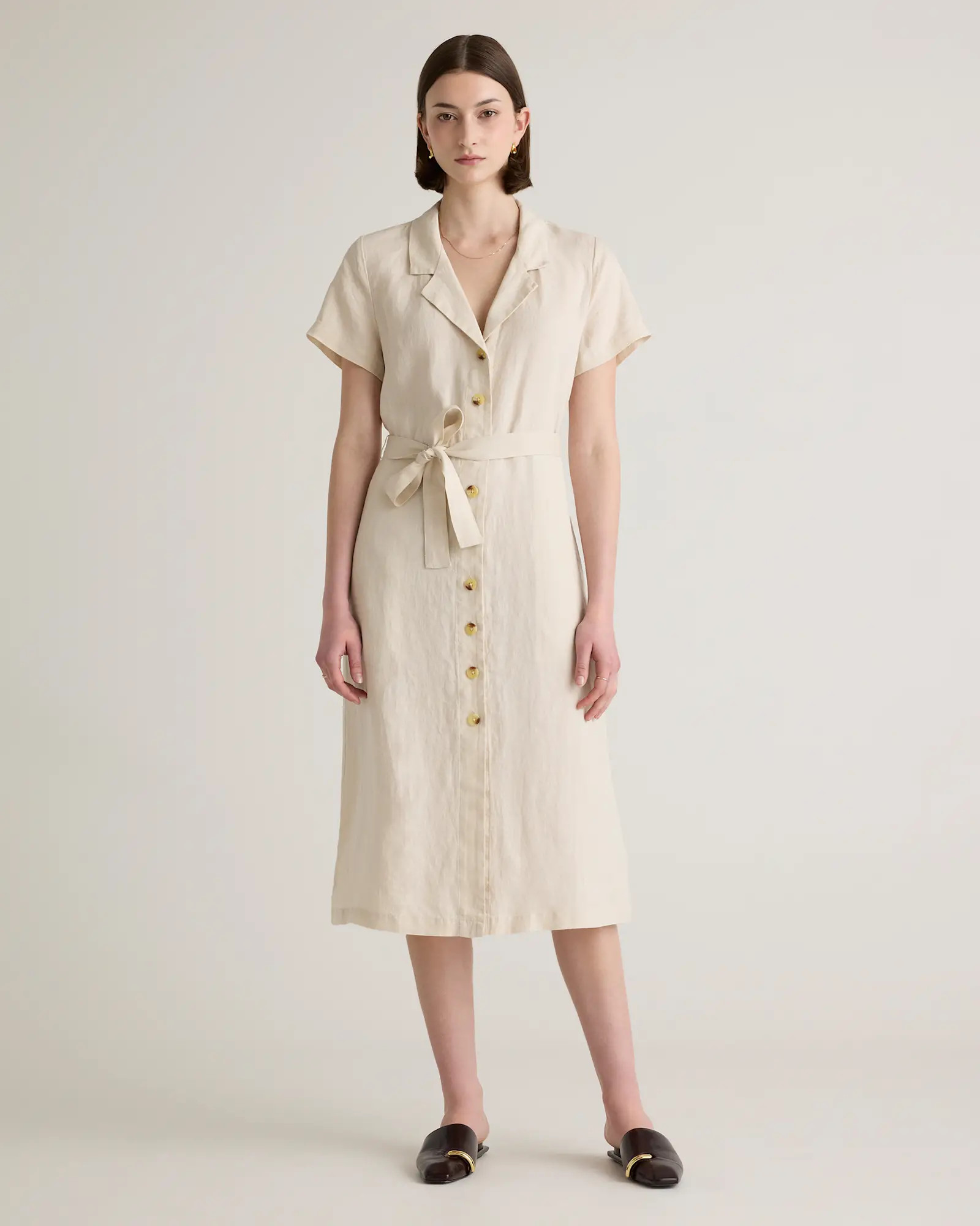 100% European Linen Button Front Dress | Quince