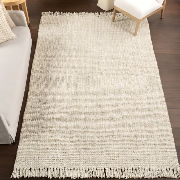Off White Chunky Jute Tasseled Area Rug | Rugs USA
