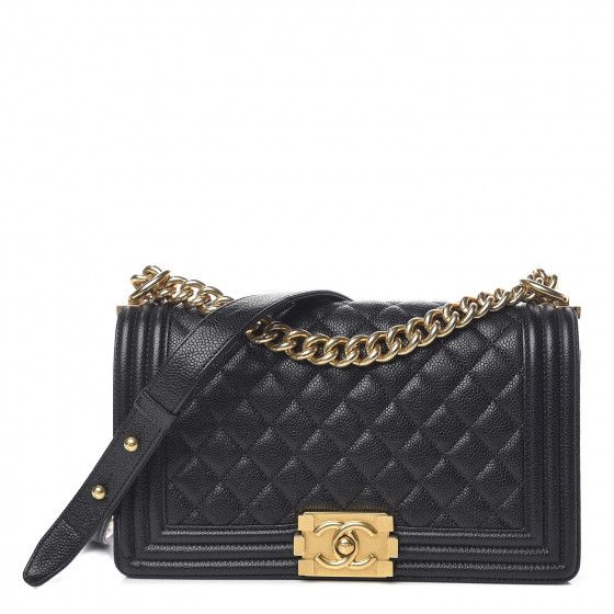 CHANEL Caviar Quilted Medium Boy Flap Black | Fashionphile