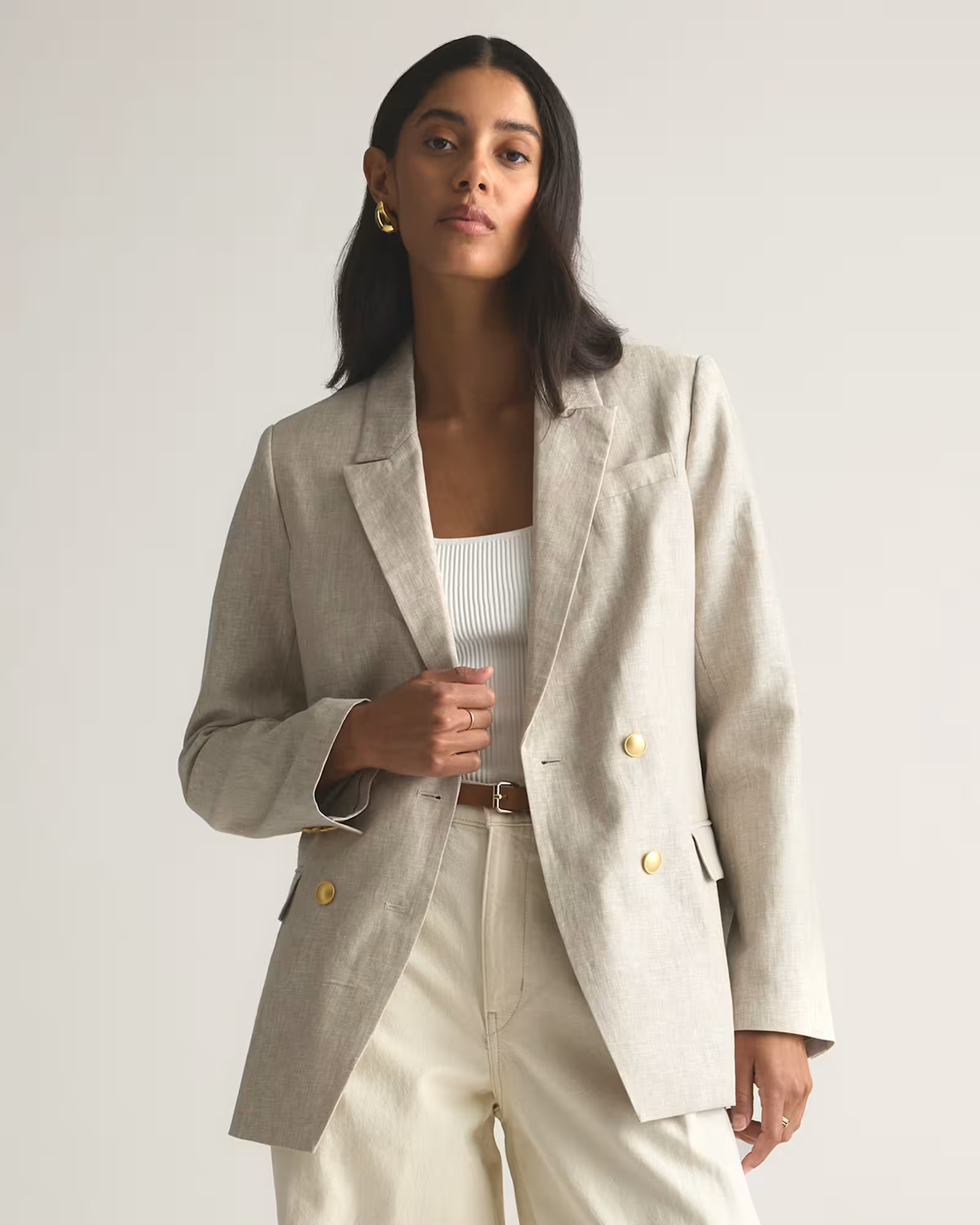 100% European Linen Relaxed Double-Breasted Blazer | Quince