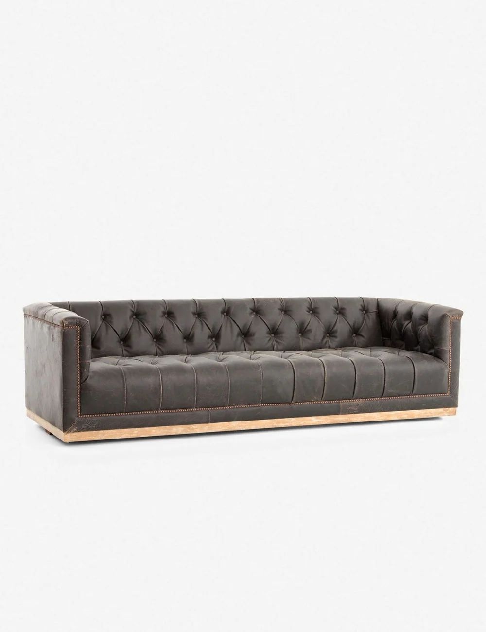 Afia Leather Sofa, Distressed Black | Lulu and Georgia 