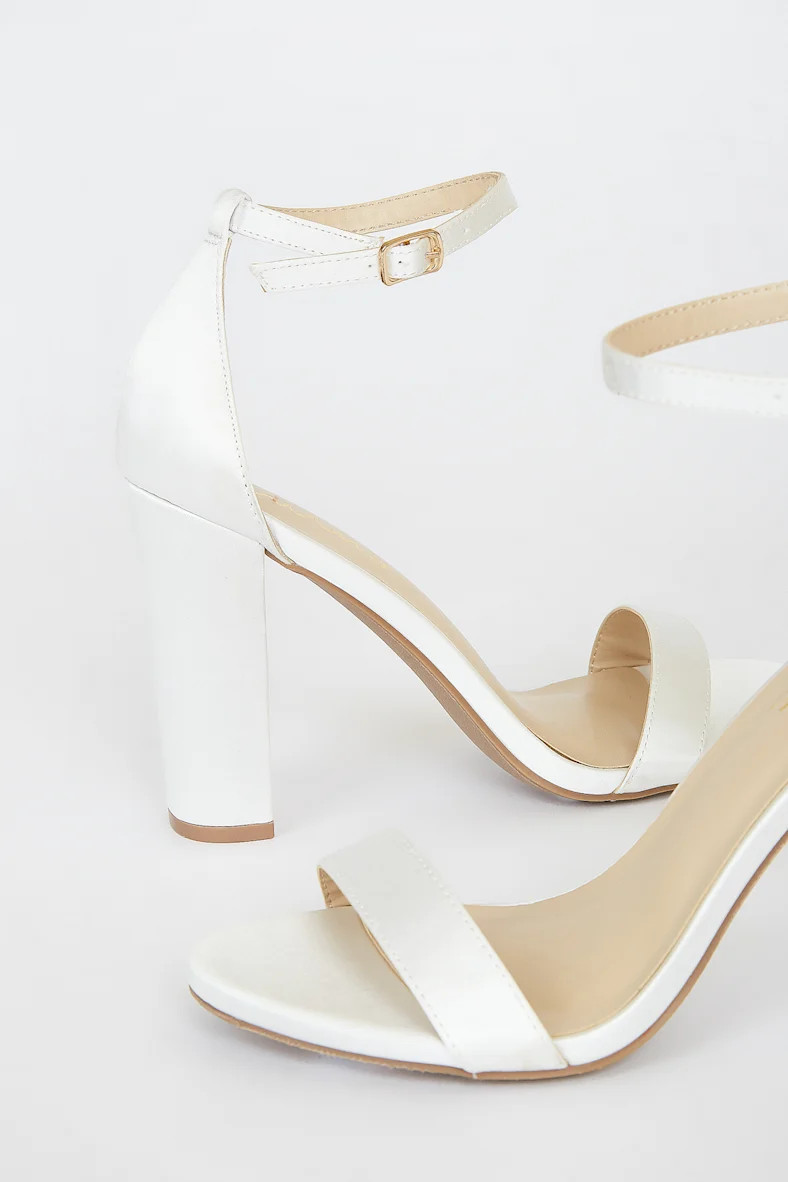 Taylor Ivory Satin Ankle Strap Heels | Lulus