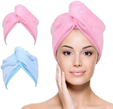 YoulerTex Microfiber Hair Towel Wrap for Women, 2 Pack 10 inch X 26 inch, Super Absorbent Quick Dry  | Amazon (US)