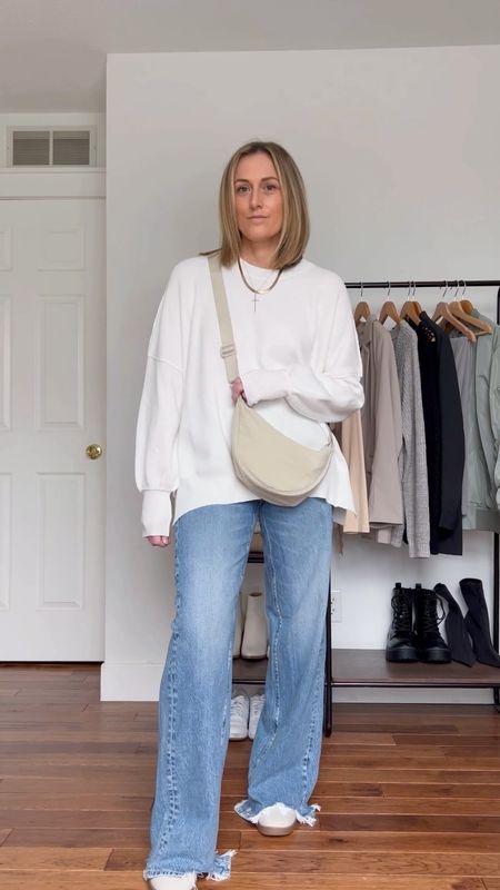Spring outfits. Spring outfit idea. Casual outfits. Casual outfit idea. Oversized sweater. Wide leg jeans. Baggy jeans. Sneakers. Adidas sambas. Mom outfit.

#LTKSeasonal #LTKfindsunder100 #LTKfindsunder50