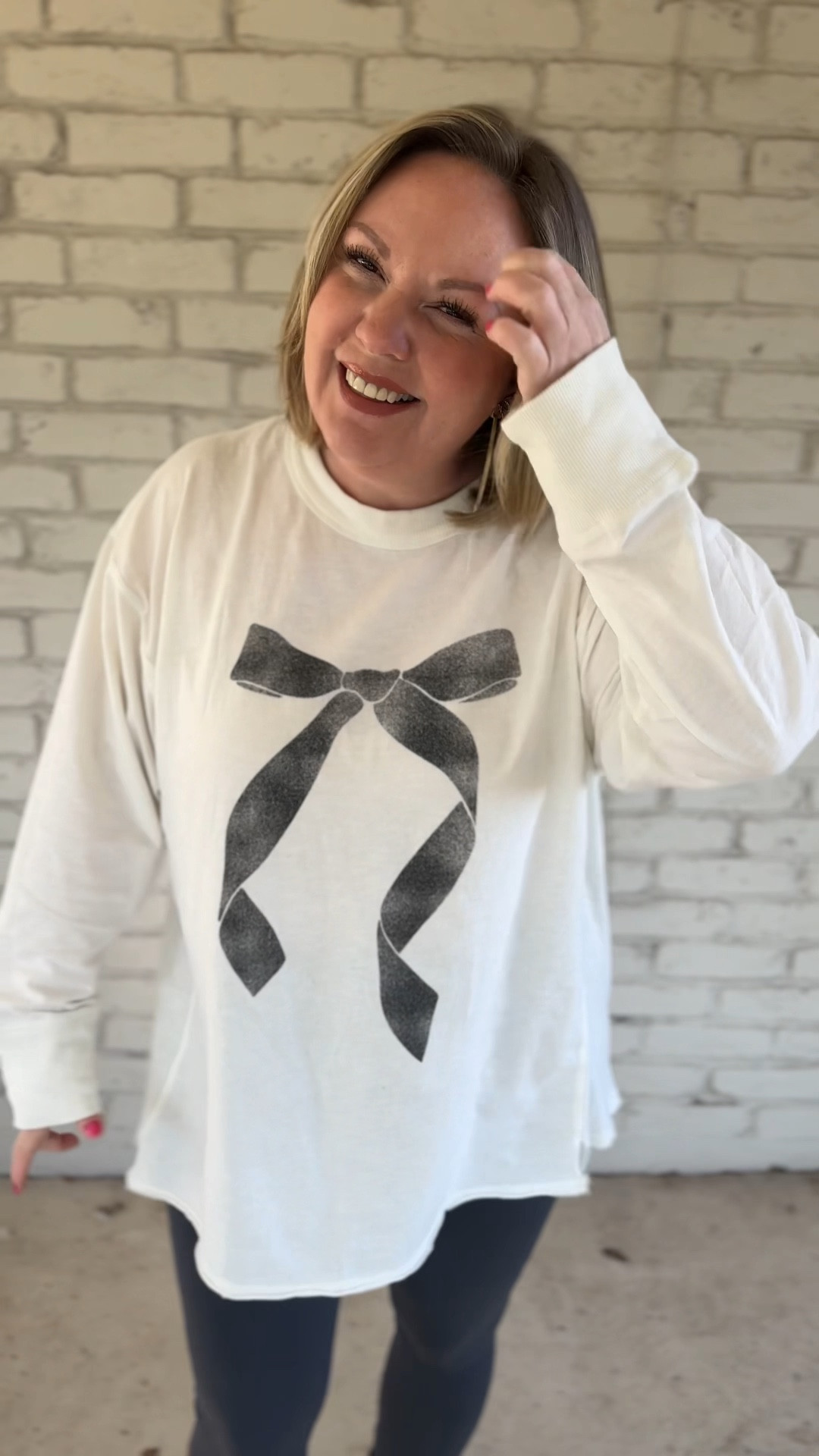 Casual winter outfit with the 🎀 trend!! Large everything but def should have sized down in leggings, they run big/long

#LTKMidsize #LTKFindsUnder50 #LTKSaleAlert