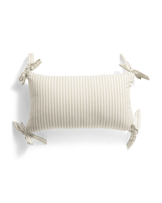 14x24 Striped Pillow With Corner Bows | TJ Maxx