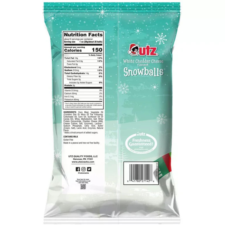 UTZ Snowballs White Cheddar Cheese Snacks, 3-Pack 8.5 oz. Bags | Walmart (US)