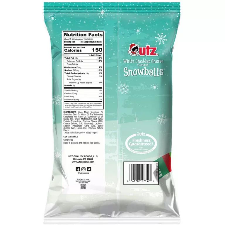UTZ Snowballs White Cheddar Cheese Snacks, 3-Pack 8.5 oz. Bags | Walmart (US)