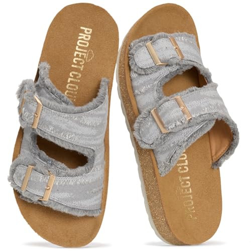 Project Cloud Comfortable Sandals Women - Lightweight with Plush & Soft Insole Buckle Womens Sandals - Non Slip and Durable Fashion Platform Slides for Women 2026 (Light, LTGRYTWILL,7M) | Amazon (US)