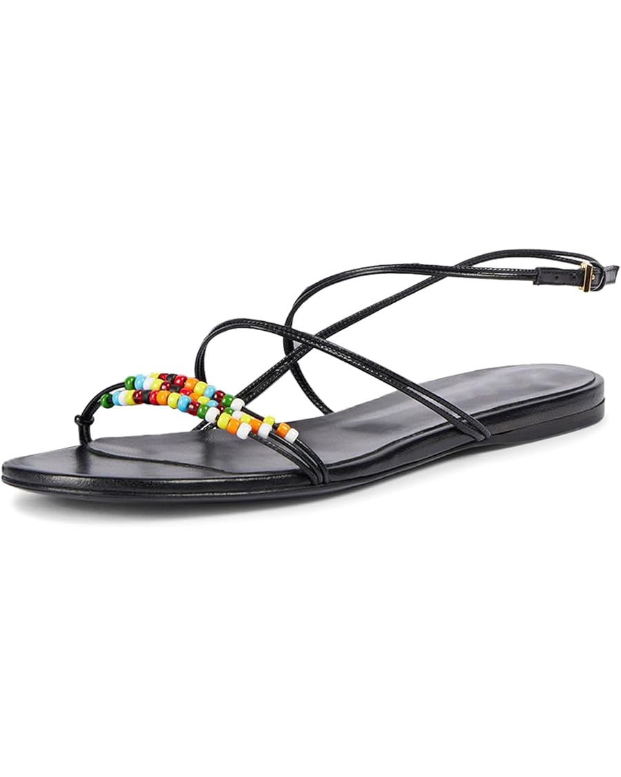 Beaded Strappy Flat Sandals for Women Bohemian Sandals Open Toe Slingback Flats Summer Vacation B... | Amazon (US)