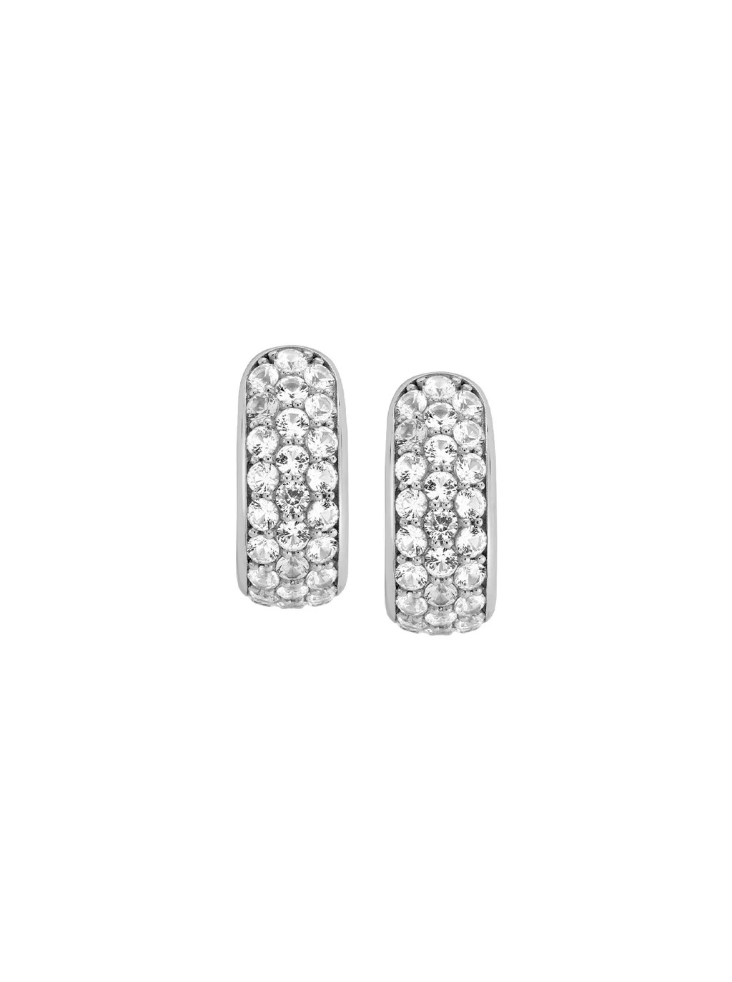 LEA, LAB WHITE SAPPHIRE SILVER HOOP EARRINGS | Dorsey