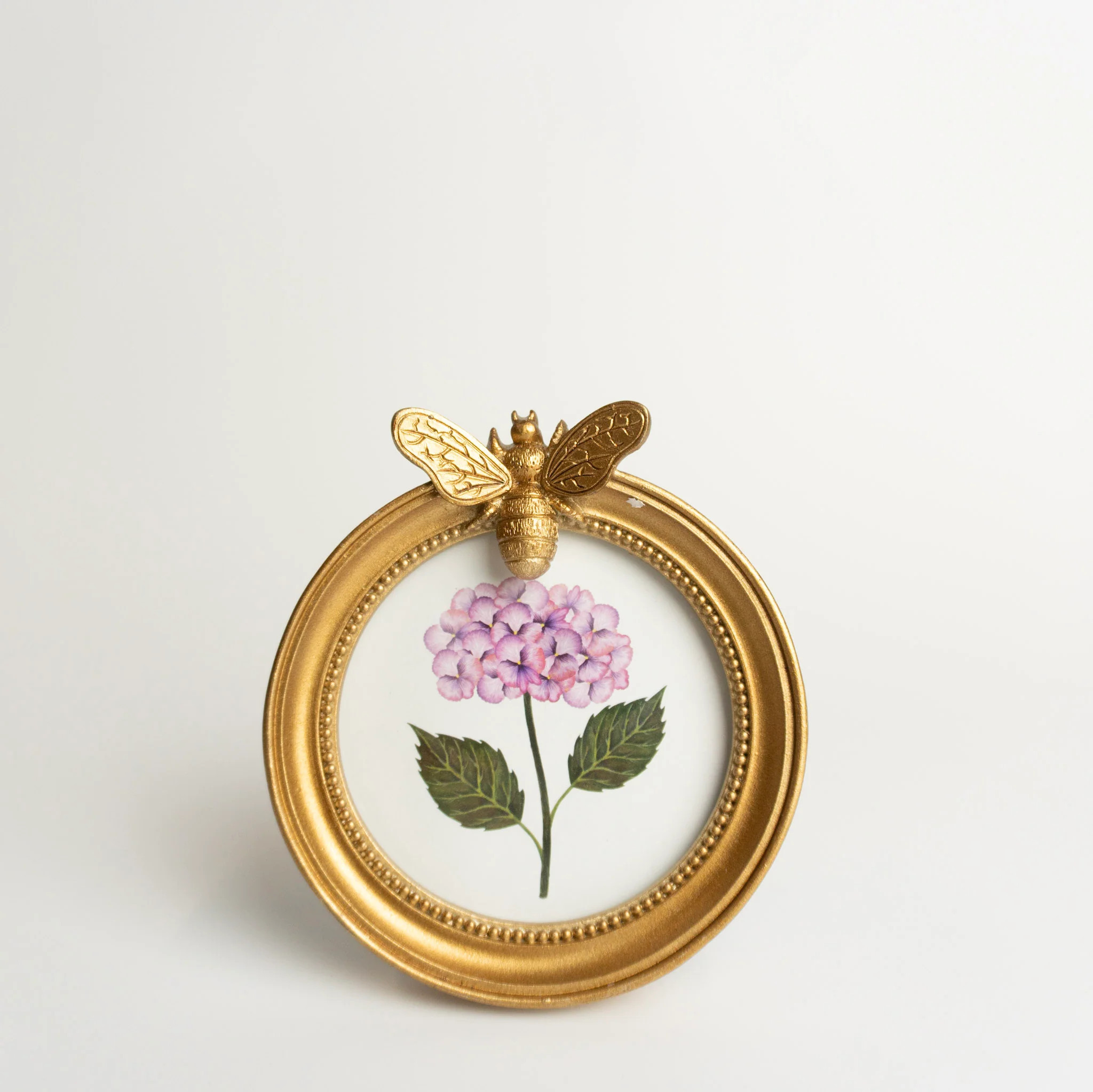 3.5" Round Antique Gold Bee Photo Frame | Eco Chic Home