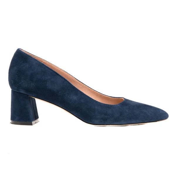 Noble Navy Suede Lower Block Heel | ALLY Shoes