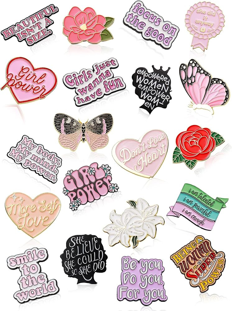Inbagi 20 Pcs Women Girl Power Enamel Pin Aesthetic Cute Flower Enamel Pin Pink Preppy Feminism E... | Amazon (US)