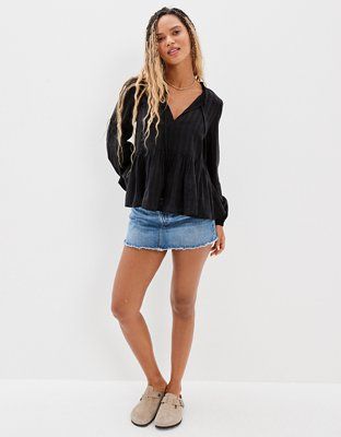 AE Long-Sleeve Blouse | American Eagle Outfitters (US & CA)