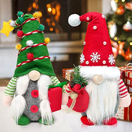 BINSUNS 2Pcs Christmas Gnomes Plush Decorations, Christmas Elf Gnomes Swedish Tomte Plush Gnome - Xmas Thanksgiving Home Party Ornaments Boy Girl Decor | Amazon (US)