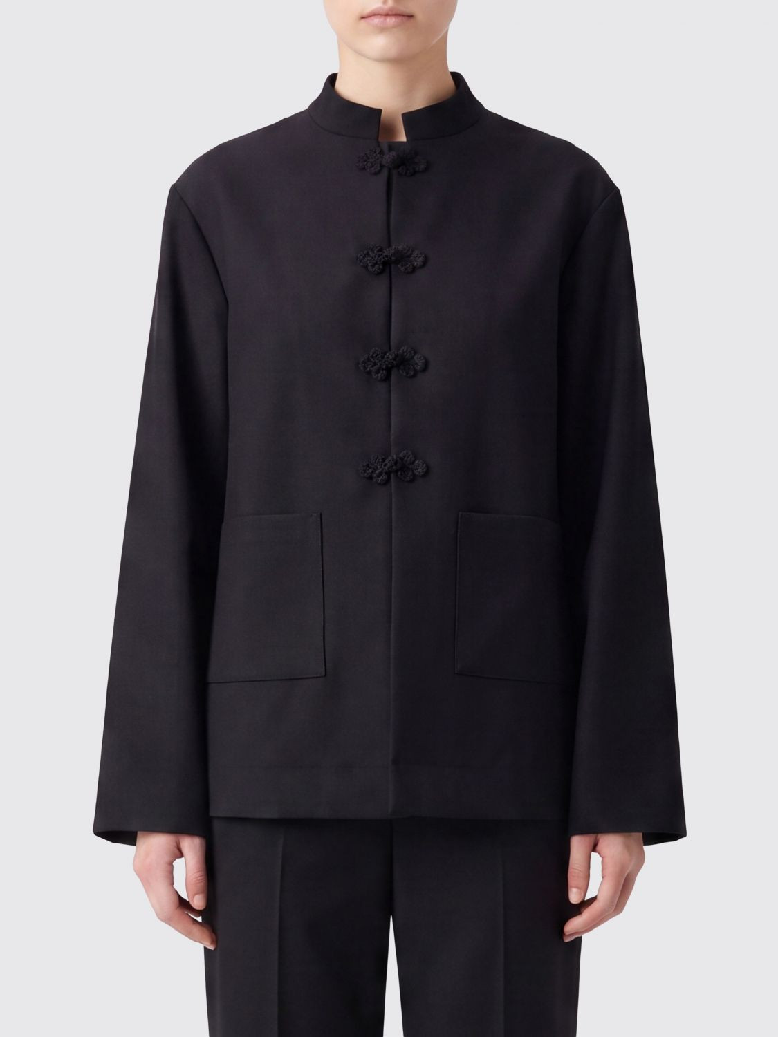 ROHE Short Single-Breasted Coat in Virgin Wool and Mohair with Toggle Closure | Giglio.com - Global Italian fashion boutique