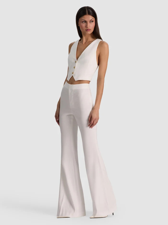 LINDEN LINEN BOOTCUT TROUSER | Alice + Olivia