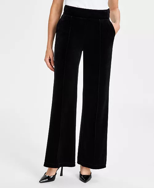 I.N.C. International Concepts Women's High-Rise Velvet Wide-Leg Pants, Regular & Petite, Created ... | Macy's