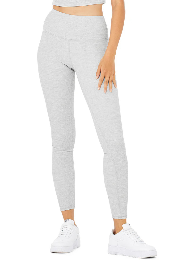High-Waist Micro Waffle LowKey Legging - Athletic Heather Grey | Alo Yoga (US)