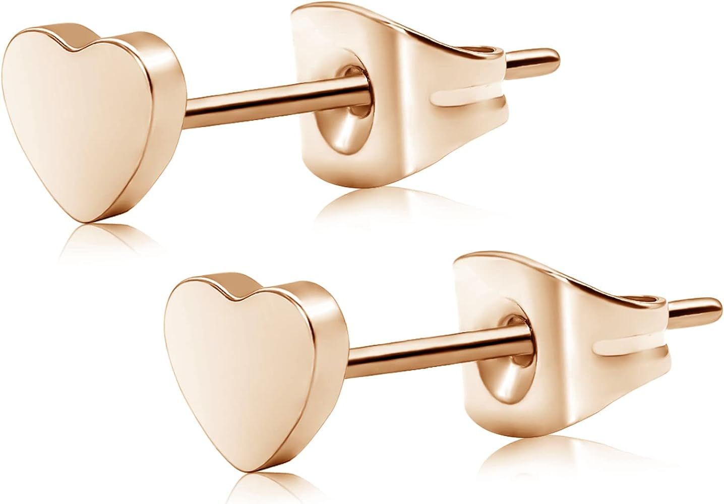 FACOKO Pure Titanium Heart Earrings Women Flat Star Earring Moon Nickel Free Hypoallergenic Stud ... | Amazon (US)