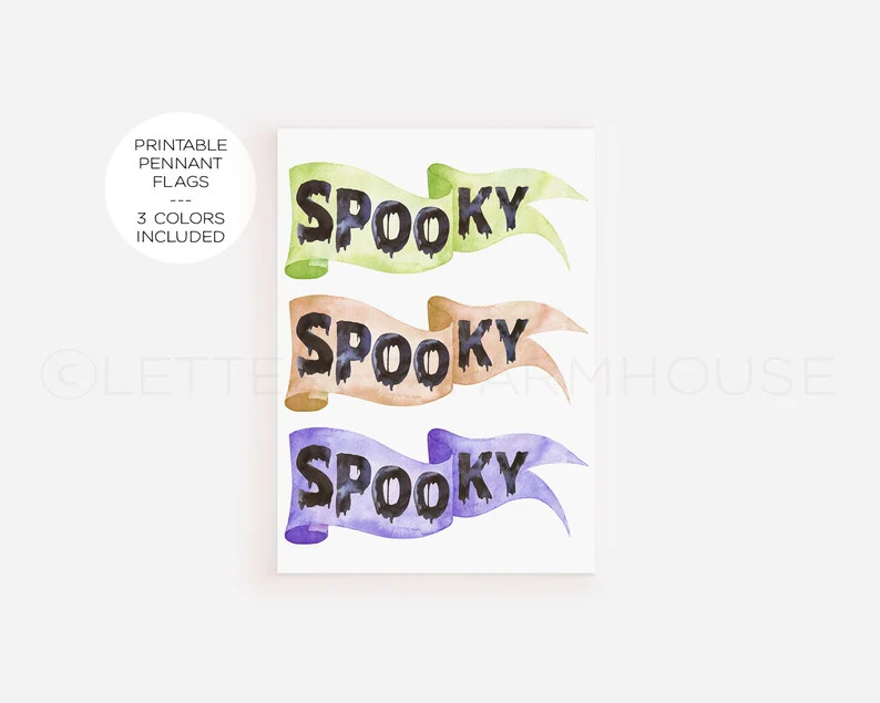 HALLOWEEN PENNANT FLAG, Spooky Banner Printable, Happy Halloween Decorations | Etsy (Global)