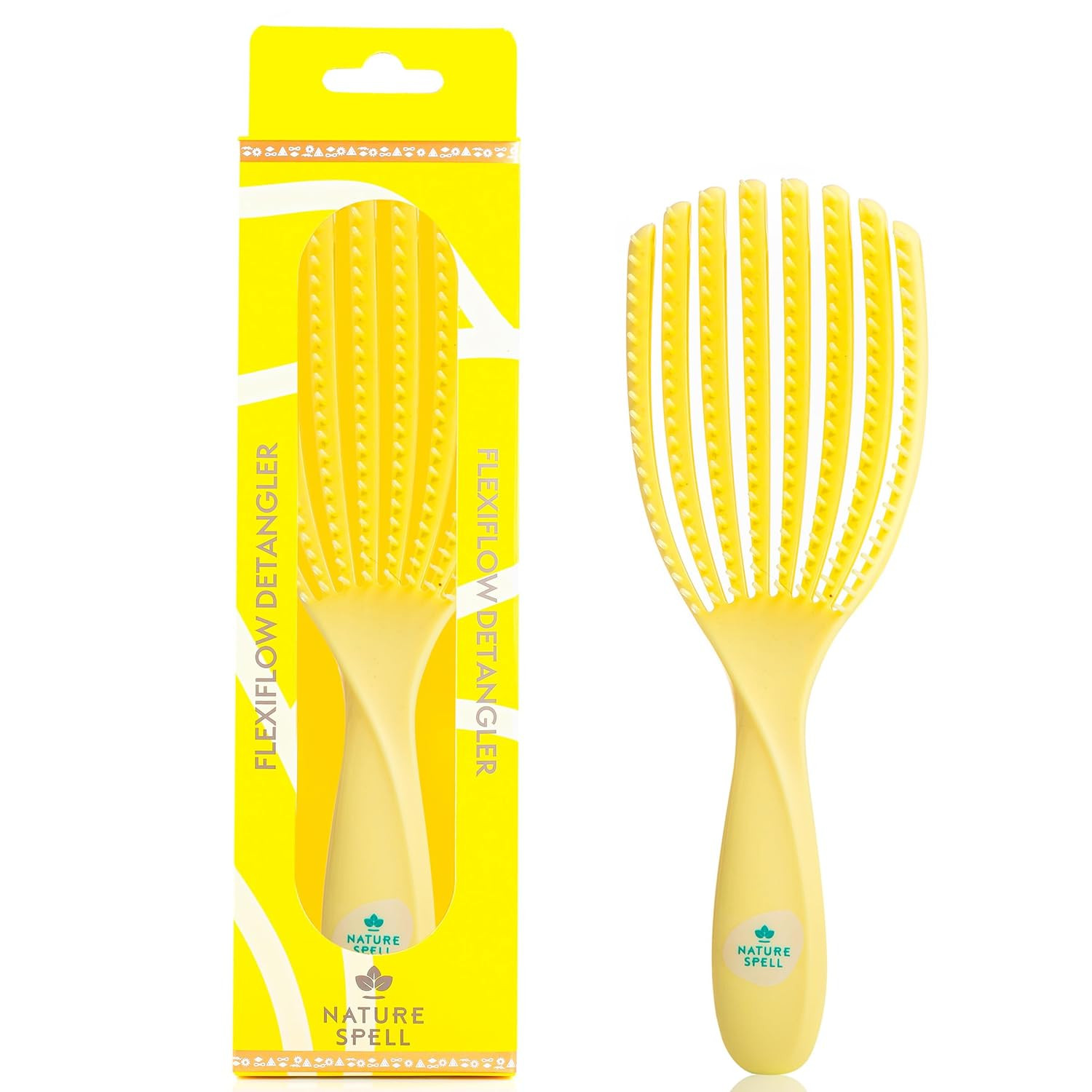 Nature Spell FlexiFlow Detangling Hair Brush, Flexible Strands, Yellow | Amazon (US)