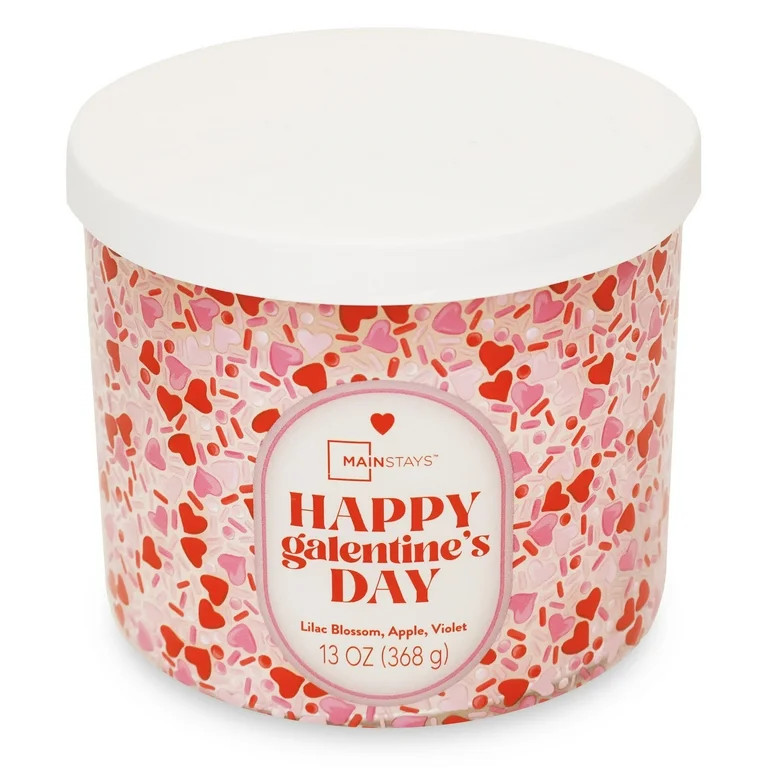Mainstays 3-Wick Valentine's Themed Candle Happy Galentine's Day Wrap, Lilac Blossom, Apple and V... | Walmart (US)