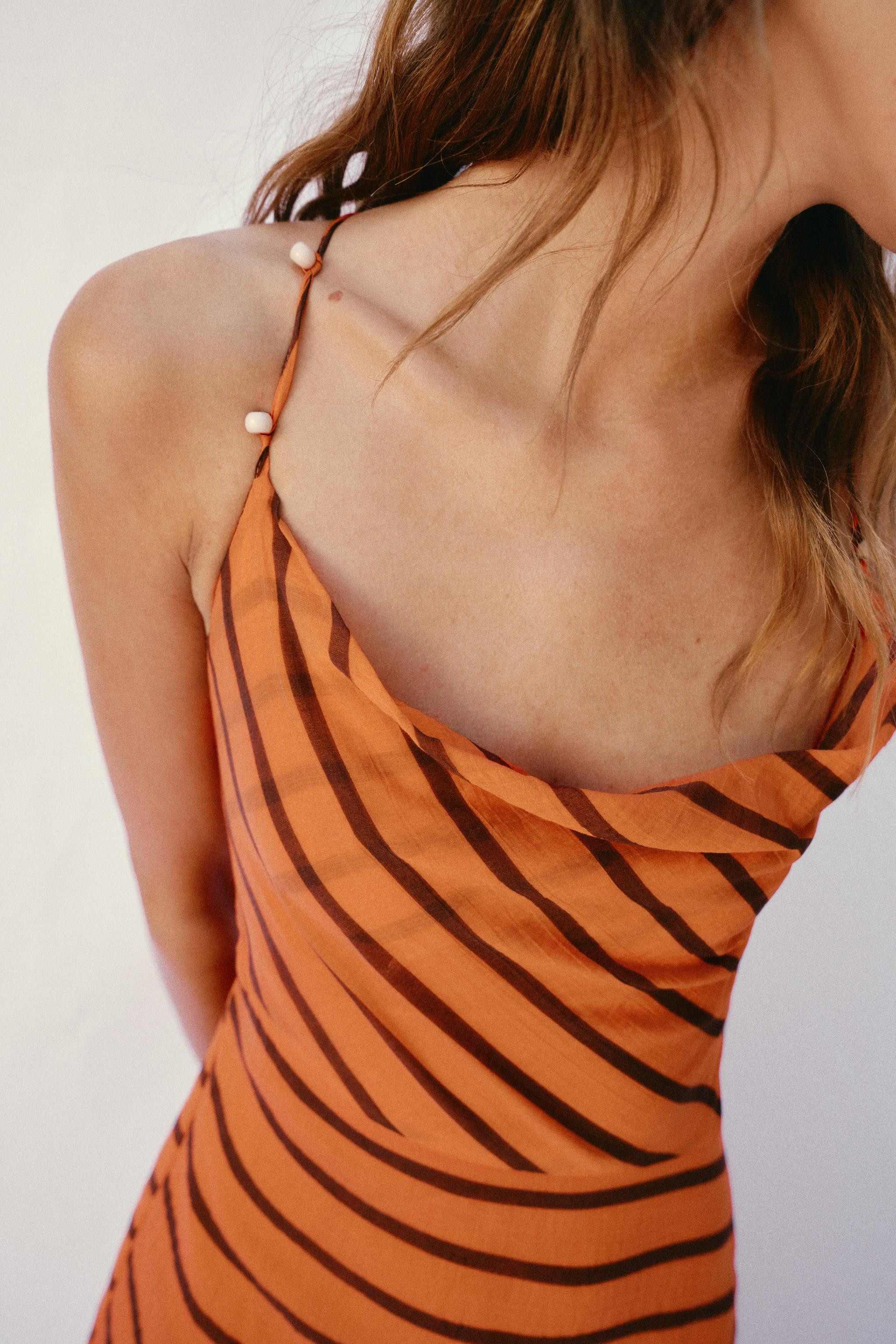 STRIPED STRAPPY MIDI DRESS | Zara US