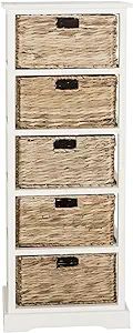 SAFAVIEH Home Collection Vedette Distressed White 5-Drawer Wicker Basket Storage Tower (Fully Ass... | Amazon (US)