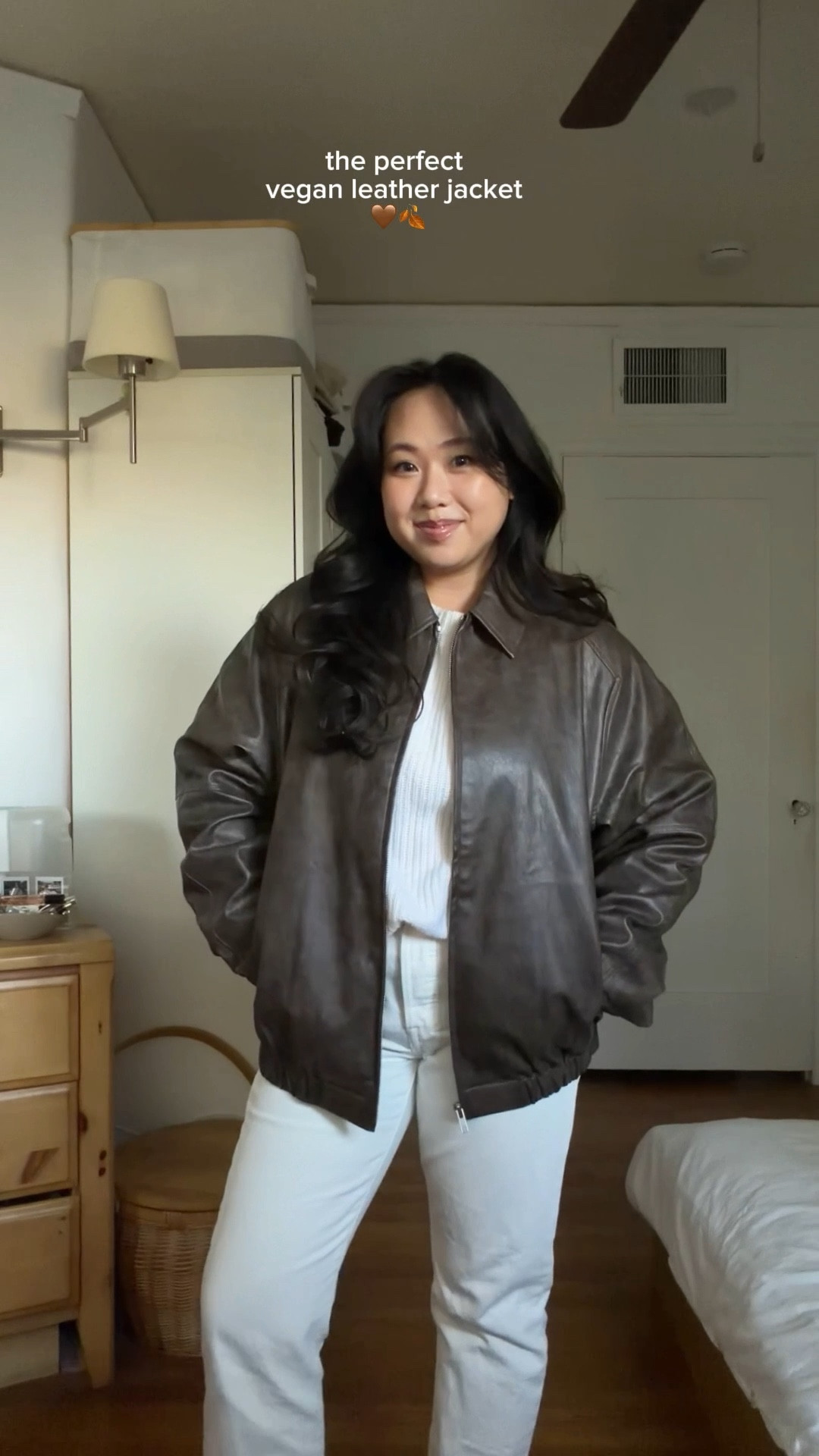 Oak and Fort vegan leather jacket 

Wearing size M for that oversized fit 🤎

#LTKTall #LTKStyleTip #LTKSeasonal