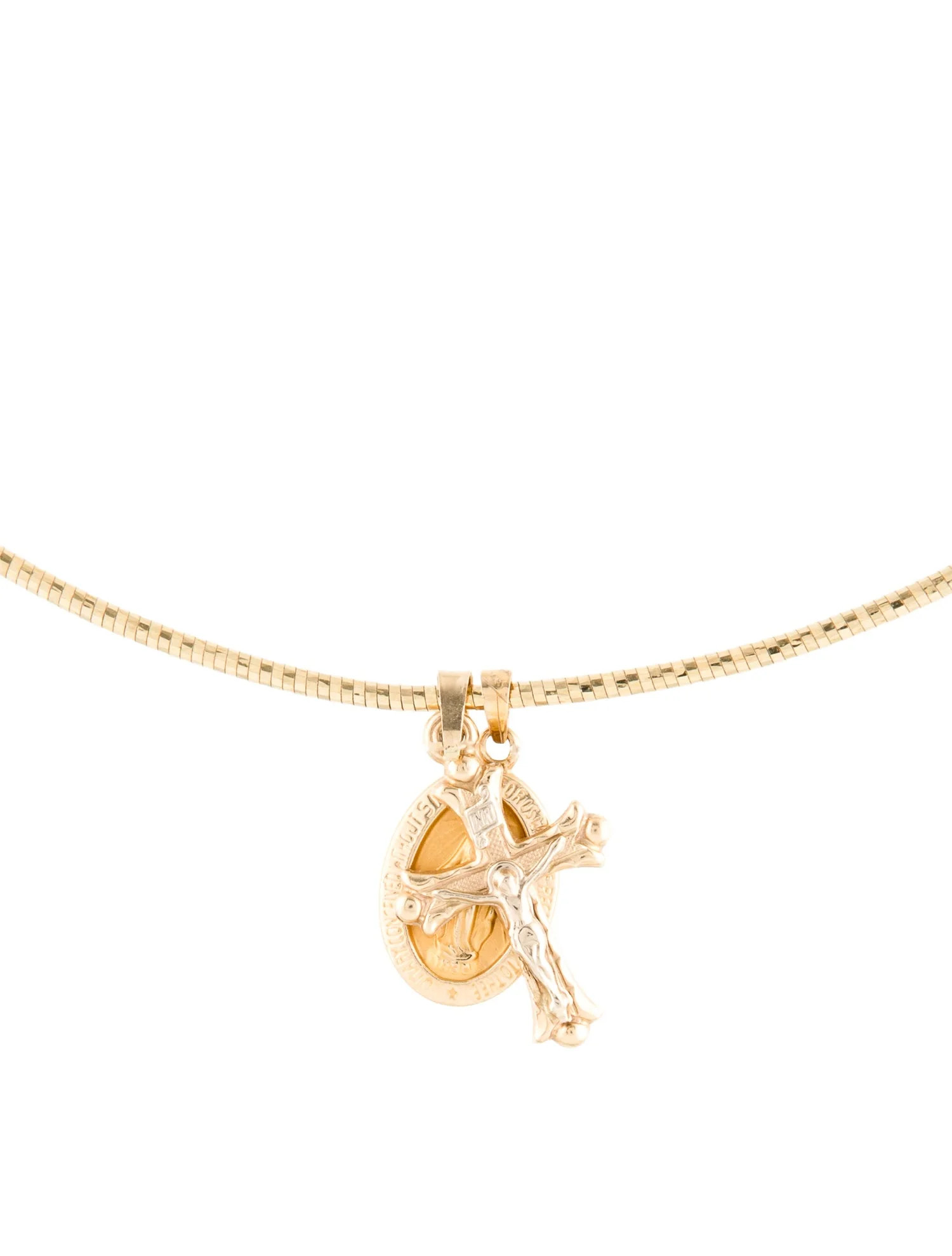 14K Cross And Jesus Pendants Necklace | The RealReal