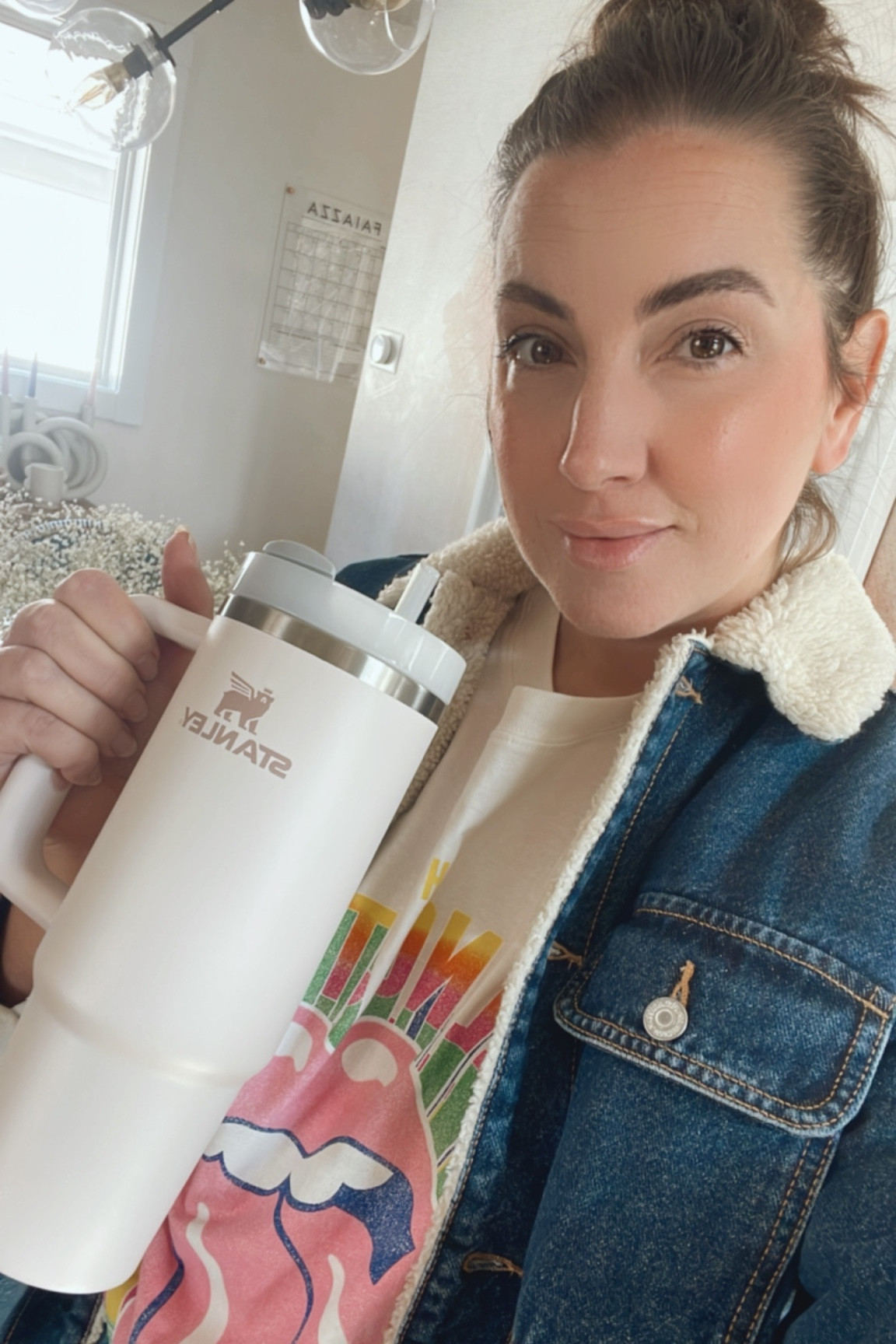 When the weather is chilly in the morning but warm by noon. 👌🏻 This denim jacket is on major sale and my Stanley tumbler is back in stock. 

#LTKSeasonal #LTKsalealert #LTKFind