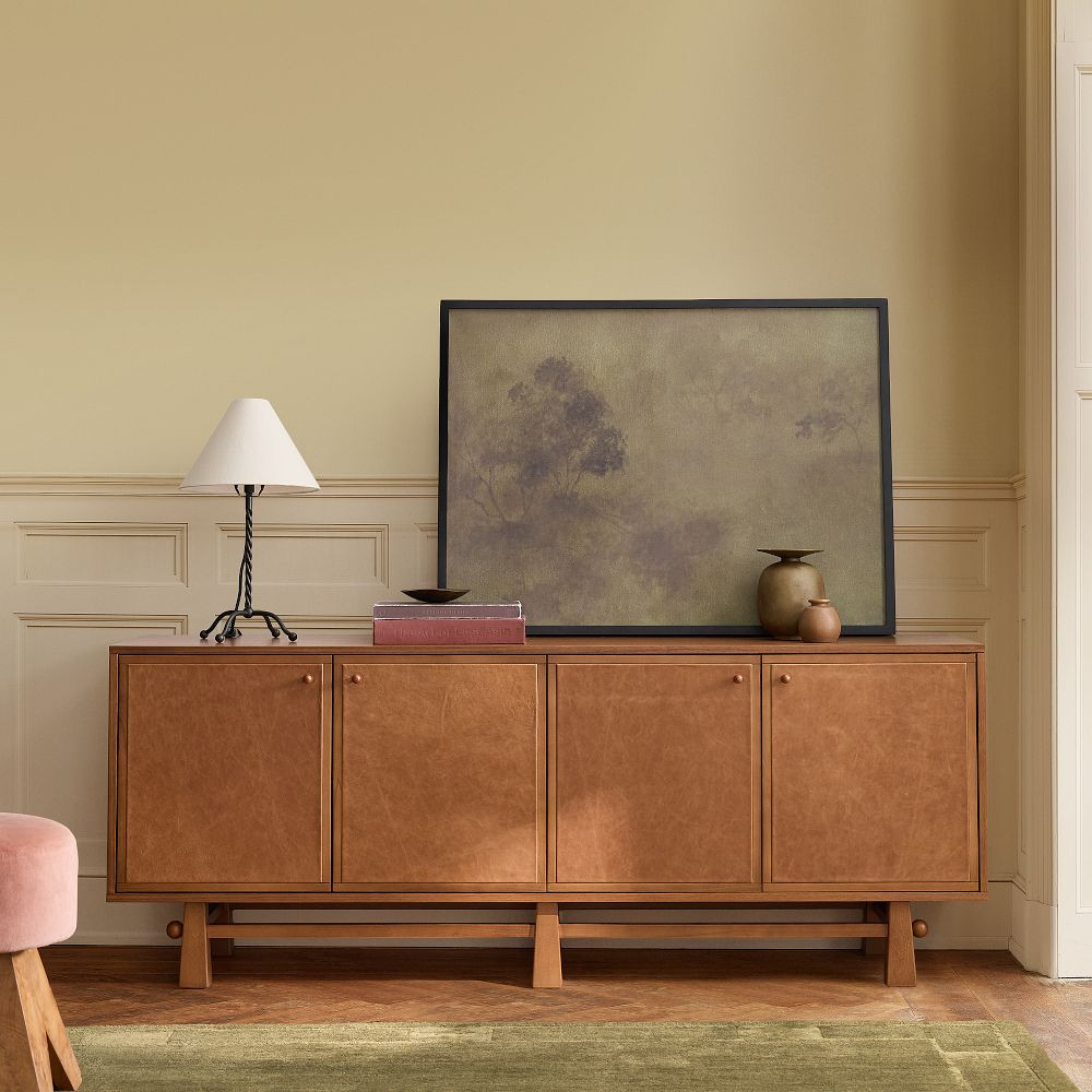 Pierce &amp; Ward Leather Front Media Console (72") | West Elm (US)