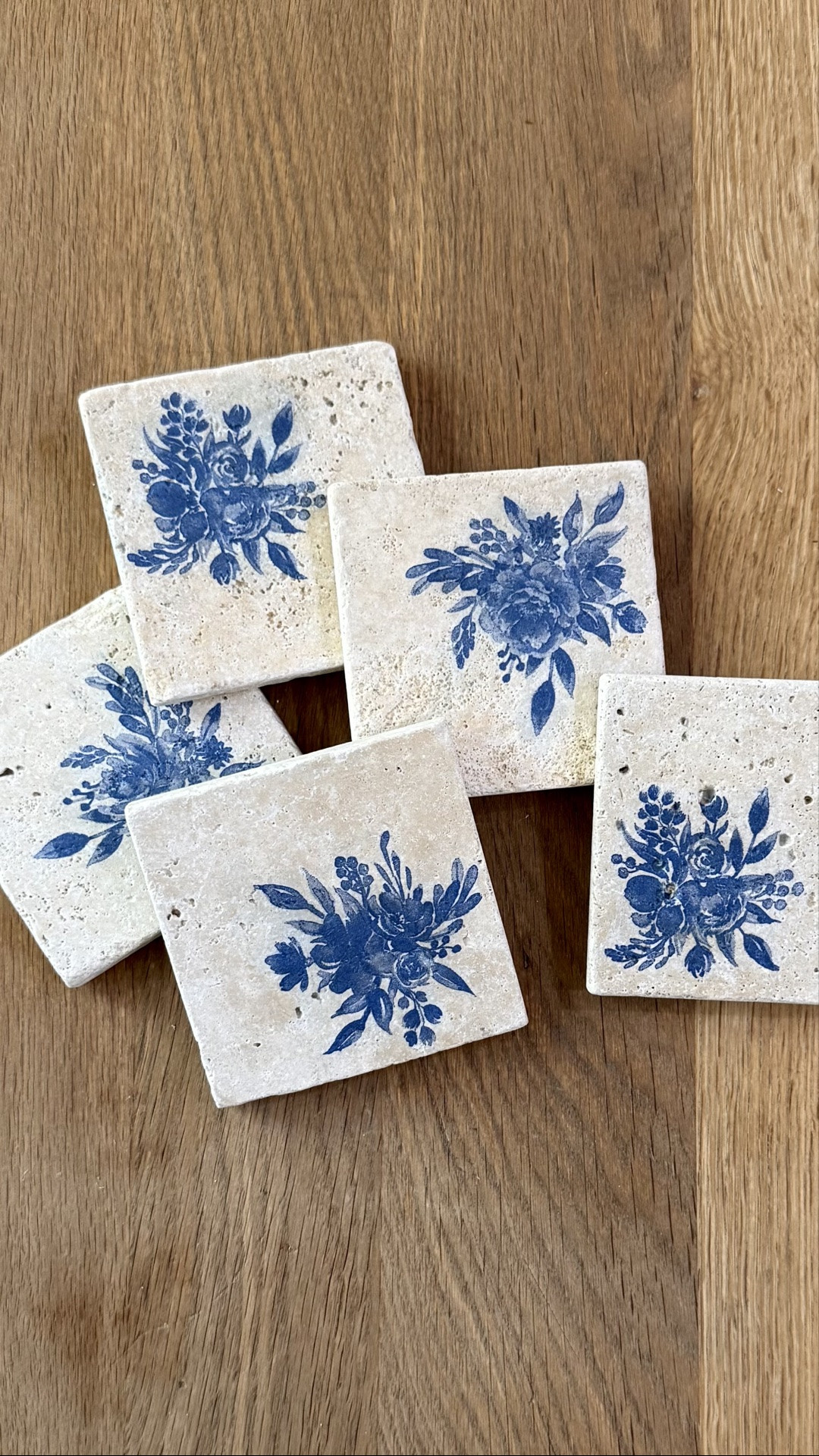 Make your own coasters from 73 cent travertine tiles & napkins! 🤩🙌🏼💙

#LTKSeasonal #LTKHome #LTKSaleAlert
