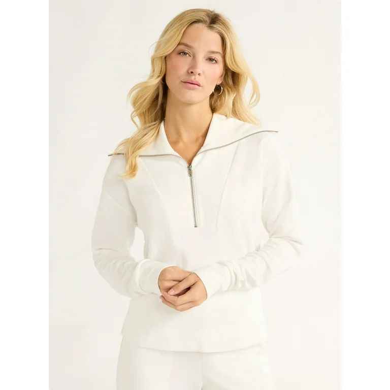 Free Assembly Women's Half Zip Pullover Sweatshirt, Sizes XS-XXL - Walmart.com | Walmart (US)