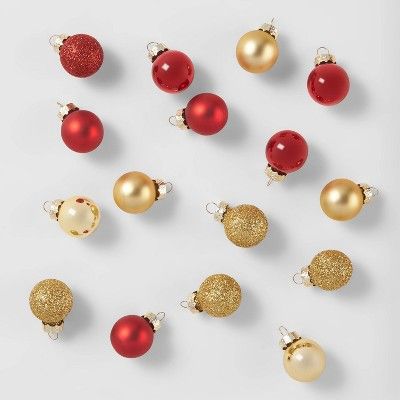 16ct Glass Christmas Ornament Set Red & Gold - Wondershop™ | Target