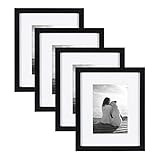 DesignOvation Gallery Wood Photo Frame Set for Customizable Wall or Desktop Display, Black 8x10 matt | Amazon (US)