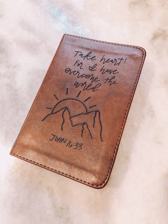 Take Heart  Leather ESV Compact Bible  Engraved Bible | Etsy | Etsy (US)