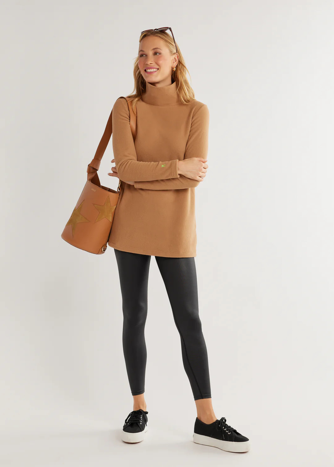 Cobble Hill Turtleneck in Vello Fleece (Camel) | Dudley Stephens